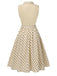 Robe chemise patchwork à pois en coton beige des années 1950