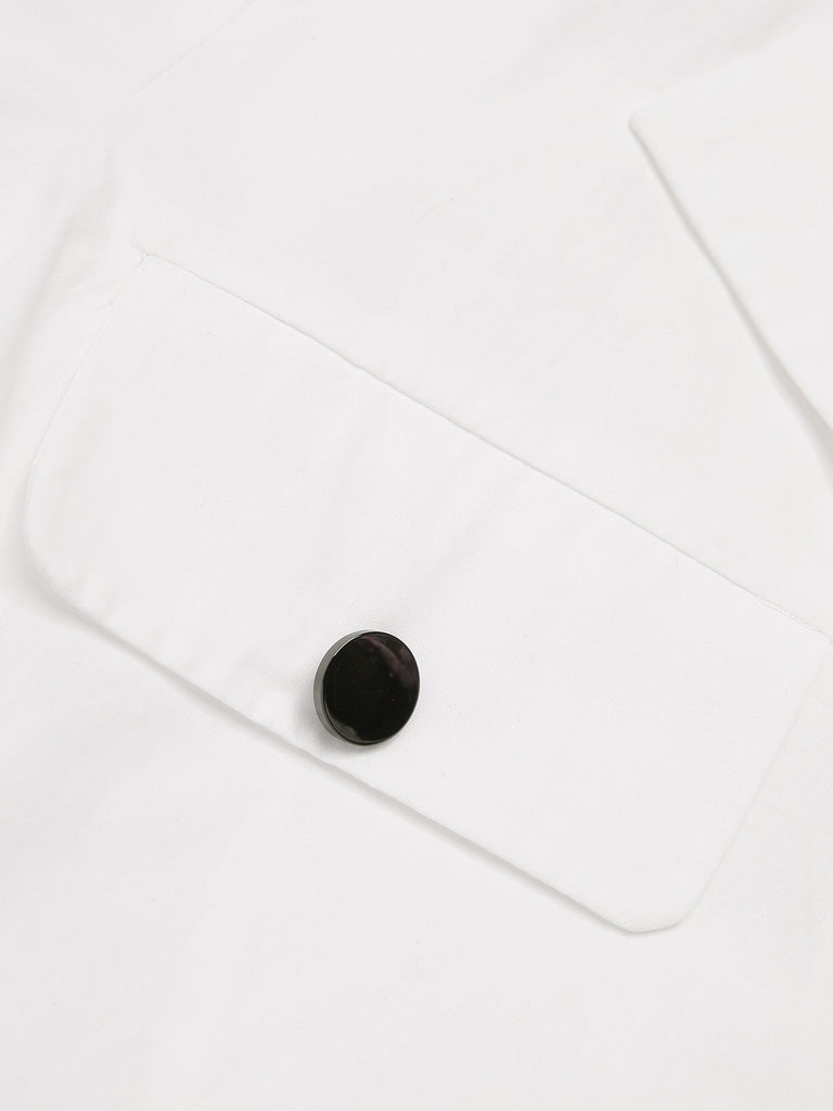 Chemisier blanc boutonné en pur coton des années 1960