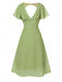 [Prévente] Robe verte à pois ajourés dans le dos des années 40