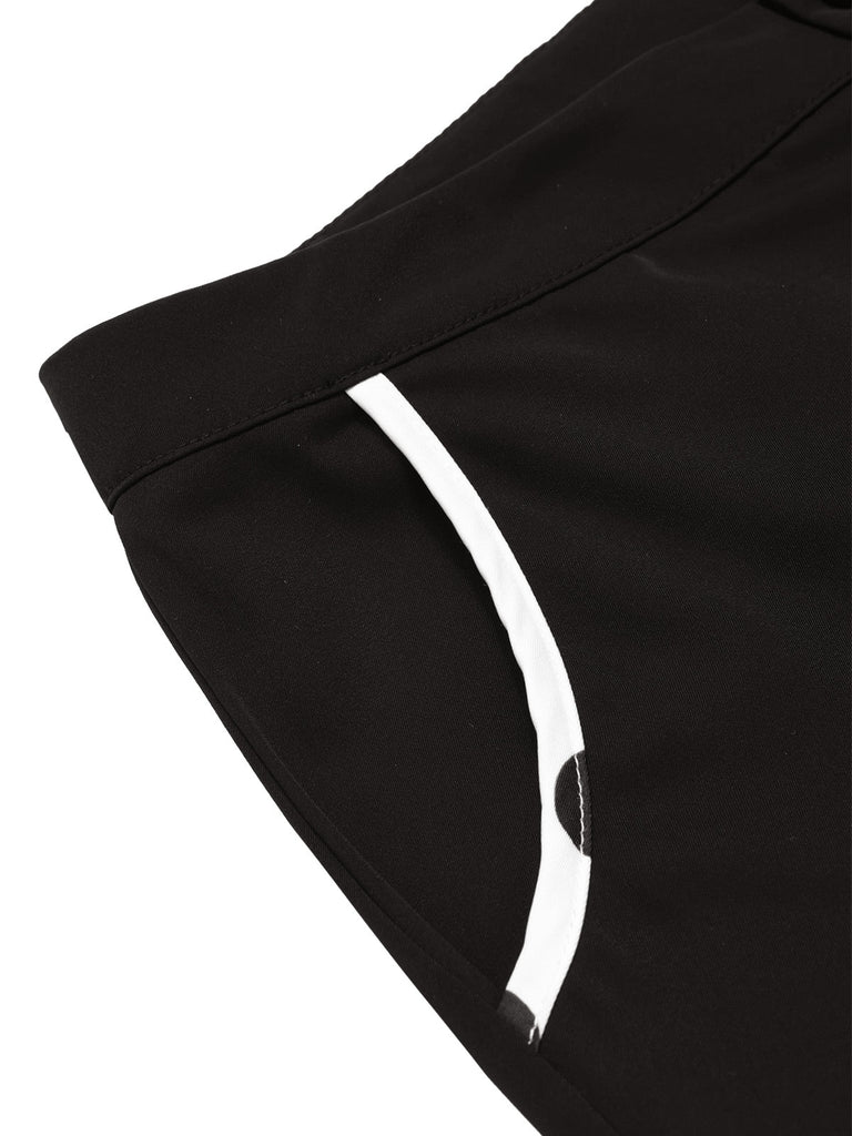 Pantalon droit noir à bordure contrastée des années 1950