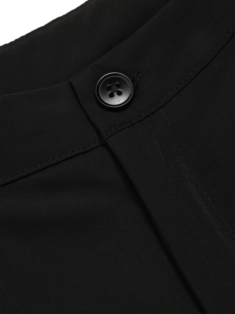 Pantalon droit noir à bordure contrastée des années 1950