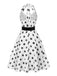 Robe blanche en mousseline à pois et ceinture cocktail années 1950