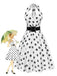 Robe blanche en mousseline à pois et ceinture cocktail années 1950