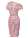 Robe crayon unie à une épaule à paillettes et nœud années 1960
