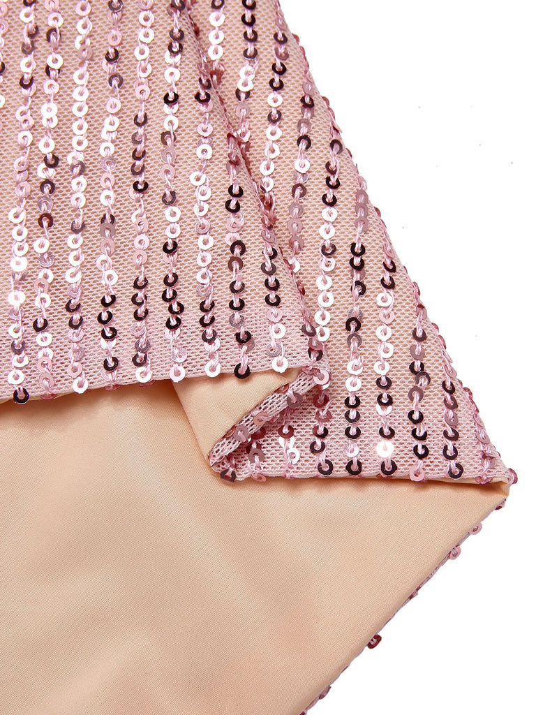 Robe crayon unie à une épaule à paillettes et nœud années 1960