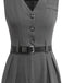 Combinaison de bureau grise unie sans manches avec ceinture années 1930