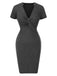 Robe moulante grise à pois et col en V années 1960