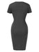 Robe moulante grise à pois et col en V années 1960