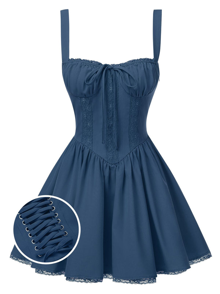 Robe corset unie à lacets des années 1950