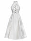 Robe blanche dos nu à pois et nœud évidée années 1950