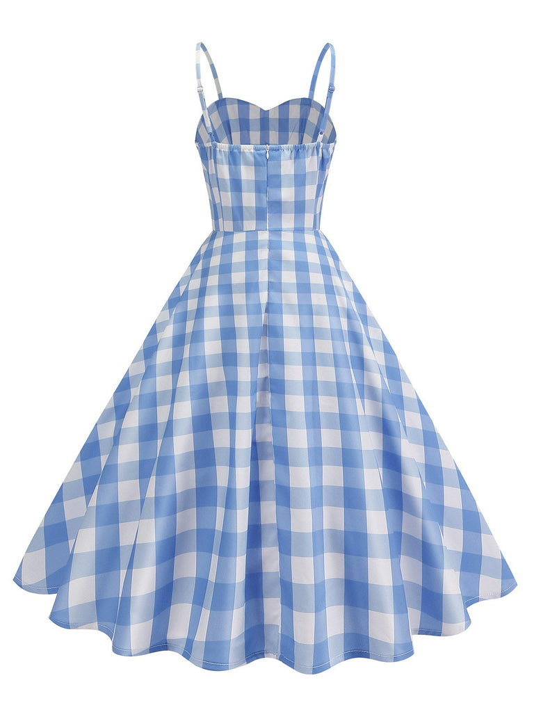Robe à carreaux vichy et bretelles froncées des années 1950