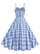 Robe à carreaux vichy et bretelles froncées des années 1950
