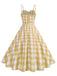 Robe à carreaux vichy et bretelles froncées des années 1950