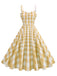 Robe à carreaux vichy et bretelles froncées des années 1950