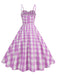 Robe à carreaux vichy et bretelles froncées des années 1950