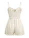Combishort smockée beige unies à bretelles et nœuds des années 1950