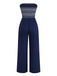 Combinaison bandeau à rayures bleu foncé des années 1950