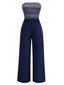 Combinaison bandeau à rayures bleu foncé des années 1950