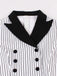 Robe noire rayures verticales col revers patchwork des années 1950