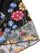 Robe noire en maille brodée de fleurs patchwork des années 1950