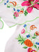 Robe blanche imprimé floral avec lien au dos des années 1940