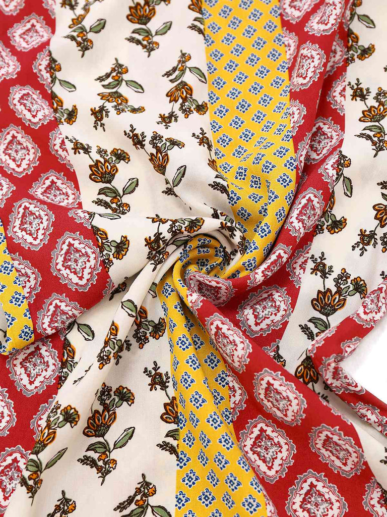 Combinaison jaune motif tribal floral bohème des années 1970