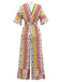 Combinaison jaune motif tribal floral bohème des années 1970