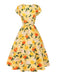 [Prévente] Robe froncée à fleurs d'hortensia jaune des années 1950