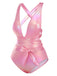 Maillot de bain rose métallisé à lacets des années 1970