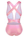 Maillot de bain rose métallisé à lacets des années 1970