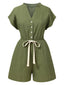 Combishort verte col V poches texturées années 1950