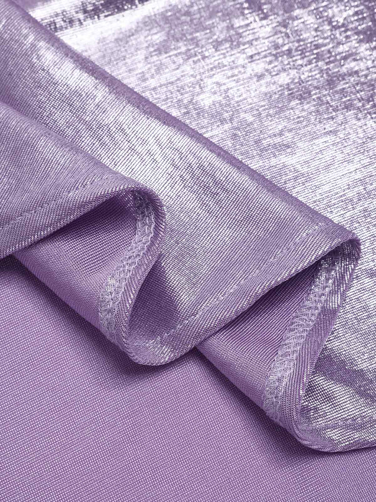 [Prévente] Robe lavande col bénitier avec fente haute luminosité nacrée des années 1960