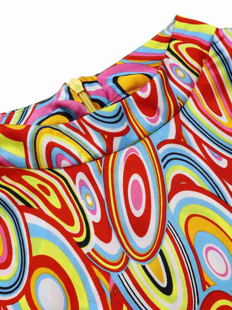 [Prévente] Robe trapèze sans manches multicolore style Pop Art des années 1960
