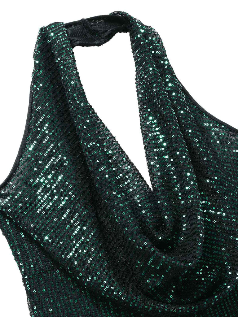 Combinaison à paillettes à licou unie années 1930