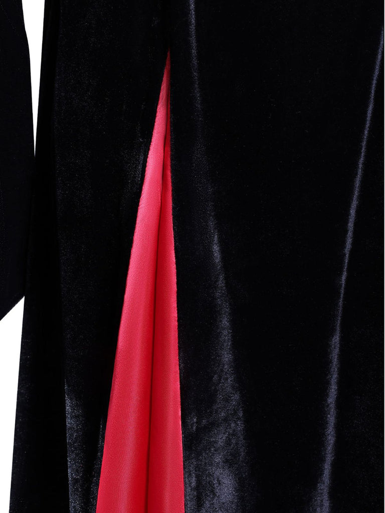 Robe en velours à manches cloches style Wednesday Addams des années 1930