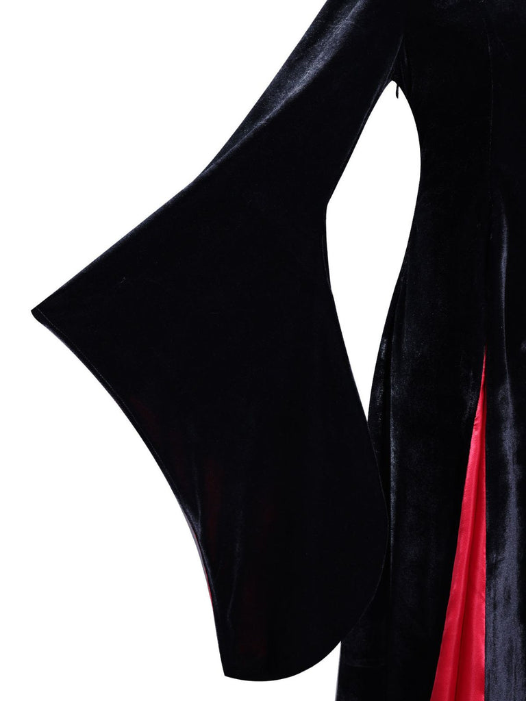 Robe en velours à manches cloches style Wednesday Addams des années 1930