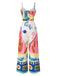 Combinaison multicolore motif peinture à bretelles années 1930
