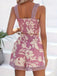 2PCS Camisole et short à bretelles larges et smockés à fleurs des années 1960