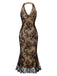[Prévente] Robe sirène dos nu en dentelle brodée noire des années 1930