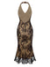 [Prévente] Robe sirène dos nu en dentelle brodée noire des années 1930