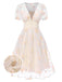 [Prévente] Robe blanche à fleurs brodées col V profond années 1950