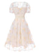 [Prévente] Robe blanche à fleurs brodées col V profond années 1950