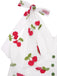 Robe cerise patchwork en maille col V vert des années 1950