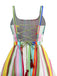 Robe à rayures multicolore bretelles lacets au dos années 1950