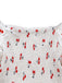 Robe blanche manches bouffantes et épaules dénudées motif cerise des années 1950