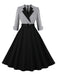 Robe à carreaux vichy colorblock col cranté des années 1950