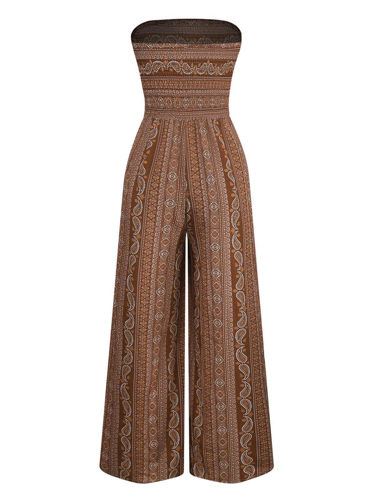 Combinaison bustier fendue style bohème des années 1970