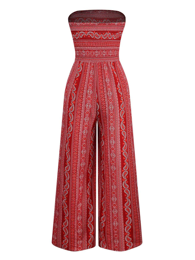 Combinaison bustier fendue style bohème des années 1970