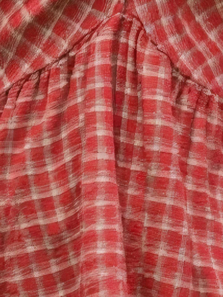 Haut babydoll à bretelles rouge à carreaux torsadés des années 1940