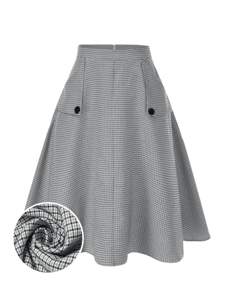 [Prévente] Jupe à carreaux taille haute avec poches années 1950